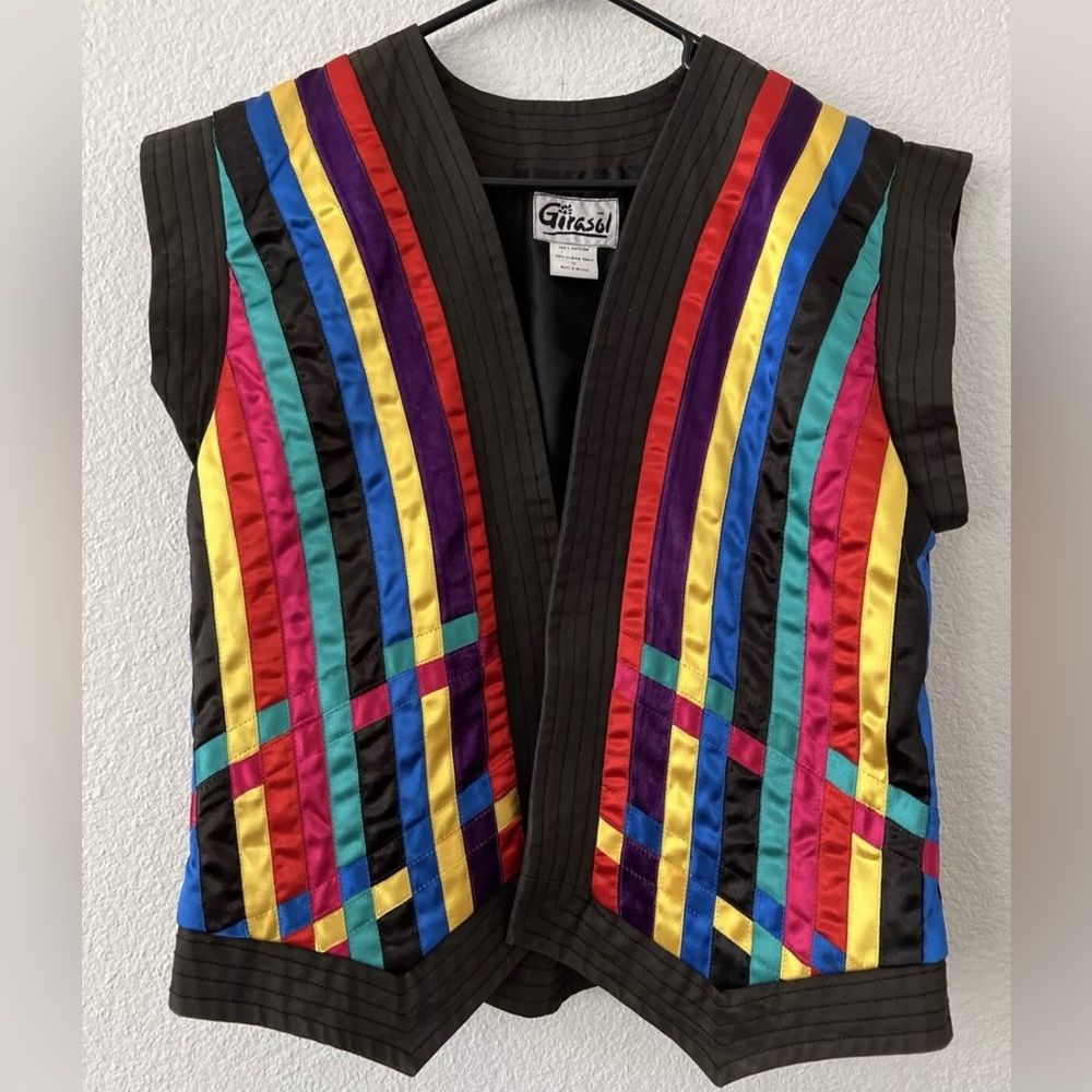 Girasol Vest Vintage 100% Cotton Colorful & Rare Size L